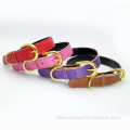 Luxury Solid Colorful Genuine Leather Dog Collar